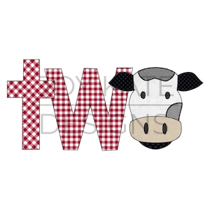 Two Cow Bean Stitch Applique Design