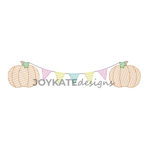 Light Fill Pumpkins with Bunting Banner Embroidery Design