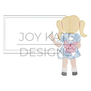 Girl and Chalkboard Sketch Embroidery Design