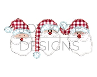 Santa Claus Trio Zigzag Applique Design
