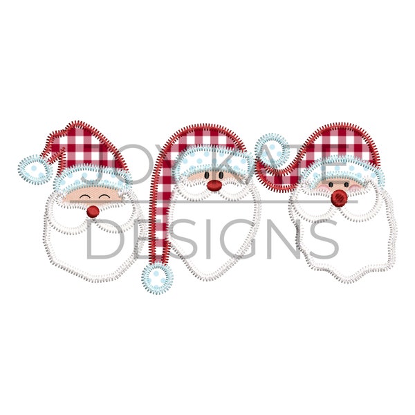 Santa Claus Trio Zigzag Applique Design