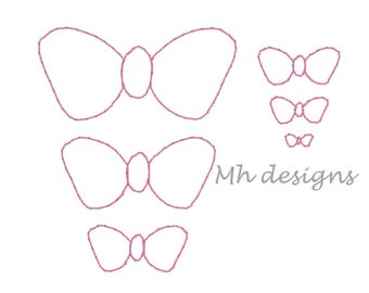 Mini bean stitch bow embroidery design, 6 sizes, Bow embroidery file, Bow design, Simple stitch bow, Simple bow, Vintage stitch bow