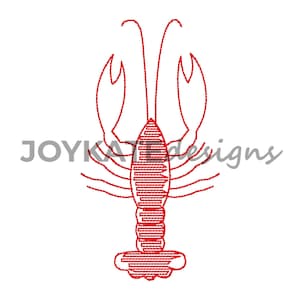 Vintage Sketch Fill Crawfish Embroidery Design
