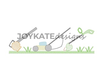 Lawn Equipment Trio Light Fill Embroidery Design