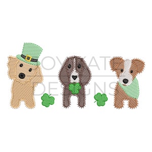 St. Patrick’s Day Puppy Trio Sketch Embroidery Design