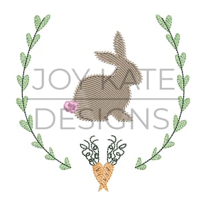 Hase und Karotten Rahmen Skizze Stickerei Design