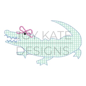 Gator avec Bow Bean Stitch Applique Design