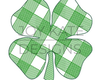 Shamrock Gingham Sketch Embroidery Design