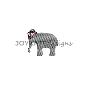 Mini Fill Stitch Elephant with Houndstooth Hat Embroidery Design