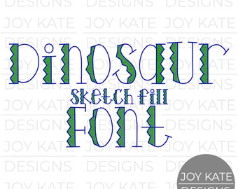 Sketch Dinosaur Bean Stitch Embroidery Font