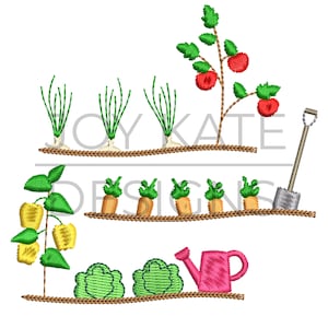 Vegetable Garden Rows Embroidery Design