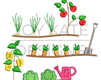 Vegetable Garden Rows Embroidery Design