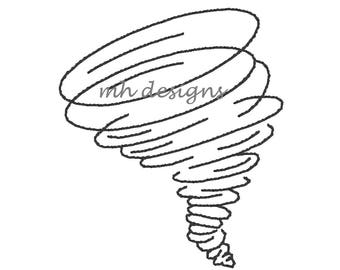 Vintage Stitch Tornado embroidery design, Whirlwind embroidery file, Simple stitch cyclone, Bean stitch tornado storm