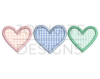 Heart Trio Satin Applique Design