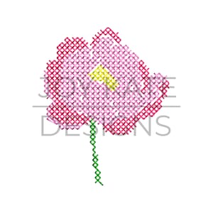 Peony Mini Cross Stitch Embroidery Design