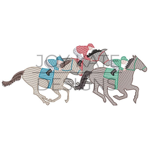 Horse Race Sketch Embroidery Design