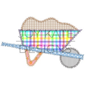 Wheelbarrow Hand Stitch Zigzag Stitch Applique Design