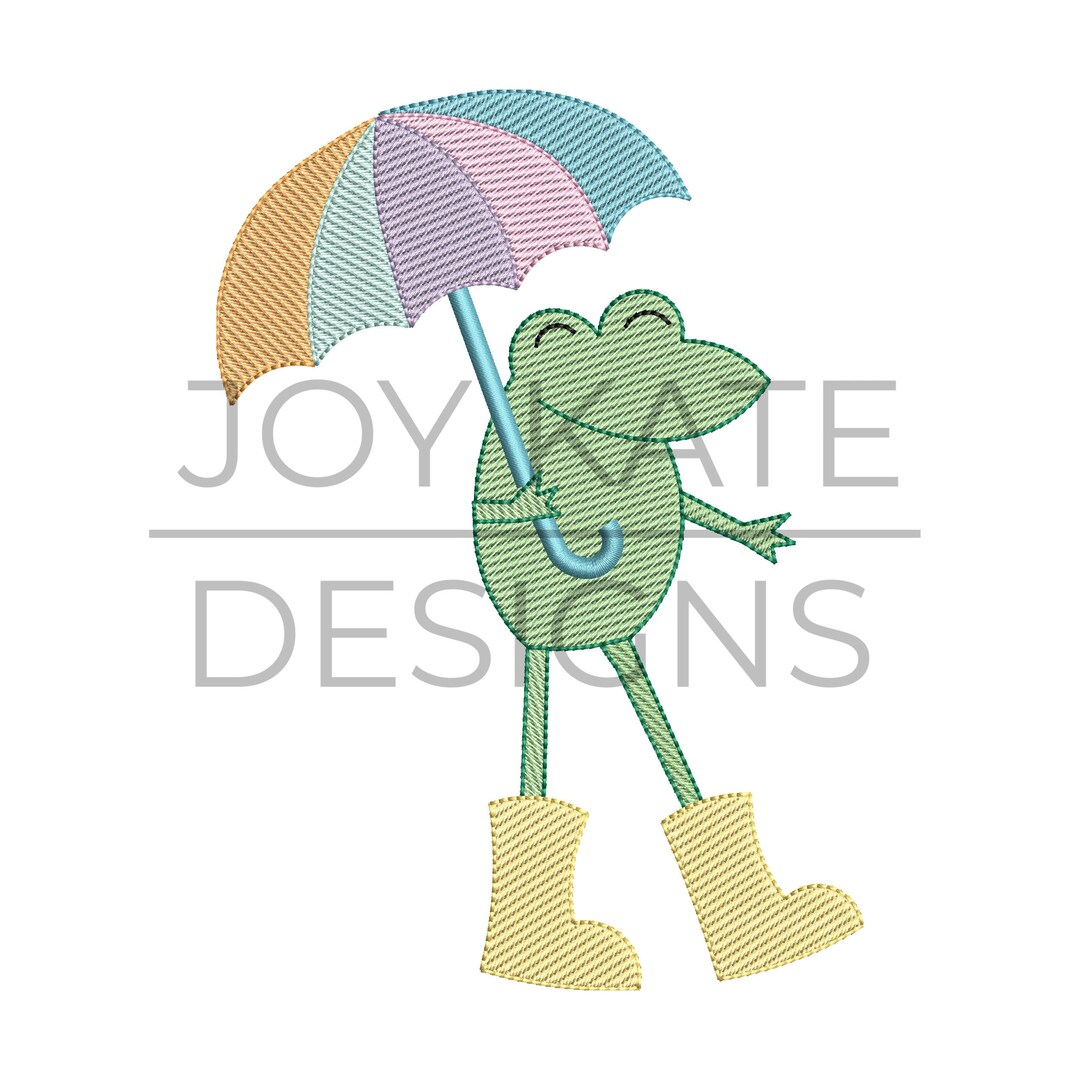 Frog Sketch Spring Rainy Day Spring Frog Sketch Embroidery Design - Etsy
