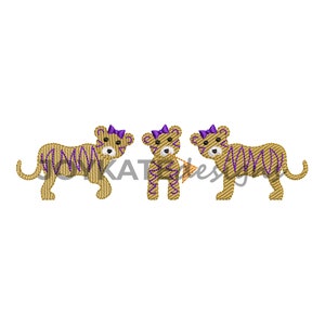 Licht vullen meisje Tiger Trio borduurwerk ontwerp