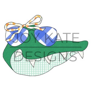 Girl Gator with Sunglasses Bean Stitch Applique Design