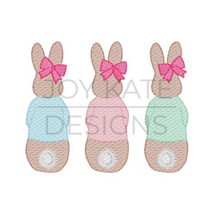 Girl Rabbit Trio Sketch Embroidery Design