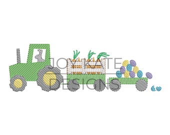 Easter Farm Tractor Sketch Embroidery Design