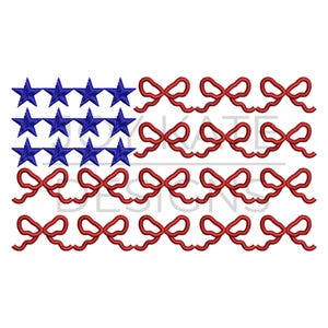 Bows American Flag Embroidery Design
