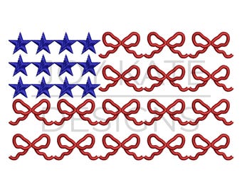 Disegno di ricamo con bandiera americana con fiocchi