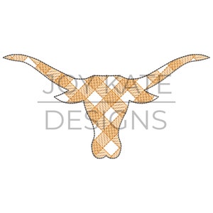 Gingham Longhorn Sketch Embroidery Design