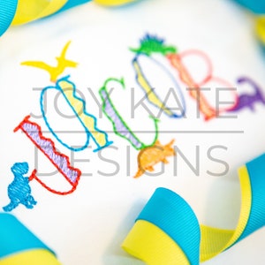 Sketch Dinosaur Bean Stitch Embroidery Font - Etsy