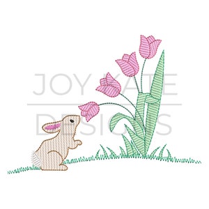 Hase mit Tulpen Skizze Stickdatei