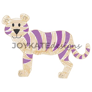 Sketchy Tiger Scribble Stitch Embroidery Design