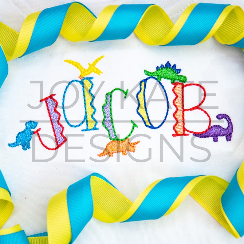 Sketch Dinosaur Bean Stitch Embroidery Font - Etsy