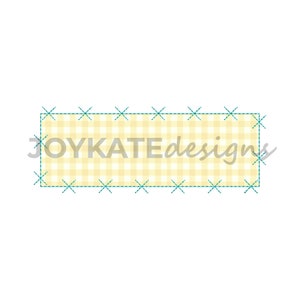 Rectangle Criss Cross X Name Plate Applique Embroidery Design