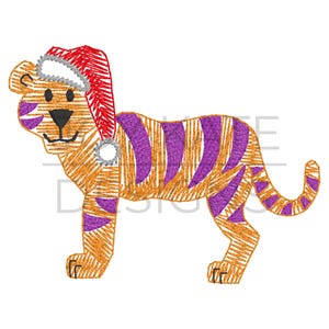Christmas Tiger Scribble Embroidery Design