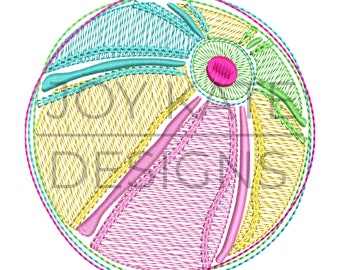 Stitchy Colorful Beach Ball Sketch Embroidery Design
