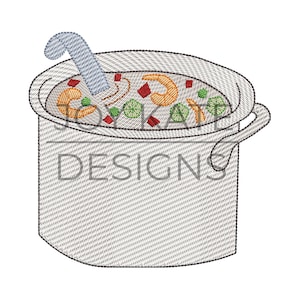 Kruka med Gumbo skissfyllnadsbroderidesign