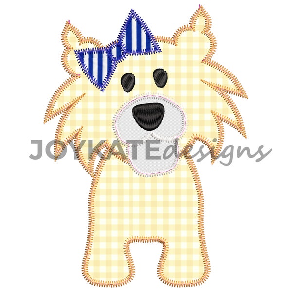 Wildcat with Bow Applique Embroidery Design