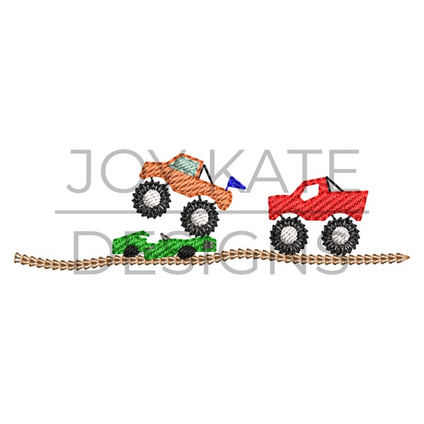 Build Your Own Monster Truck Set Embroidery Design