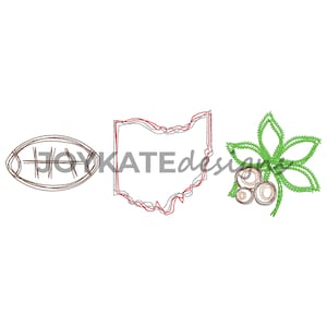 Ohio Scribble Football Trio Vintage Embroidery Design