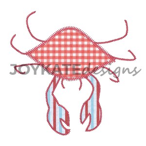Crab Zigzag Stitch Applique Embroidery Design. Crab Applique Design for Machine Embroidery.