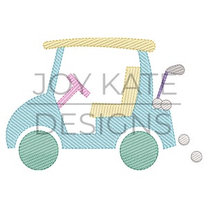 Golf Cart mit Club und Bälle Skizze Stickerei Design