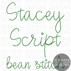 Stacey Script Bean Stitch Stickerei Schriftart