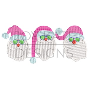 Santa Claus with Sunglasses Trio Sketch Embroidery Design