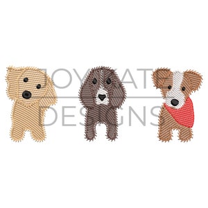 Puppy Dog Trio Sketch Embroidery Design