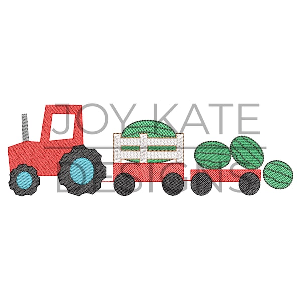 Watermelon Farm Tractor Sketch Embroidery Design