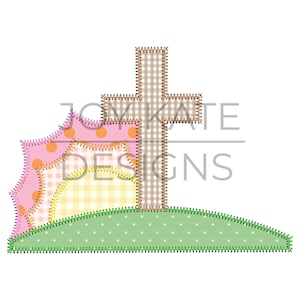 Easter Cross with Sun Zigzag Stitch Applique Design