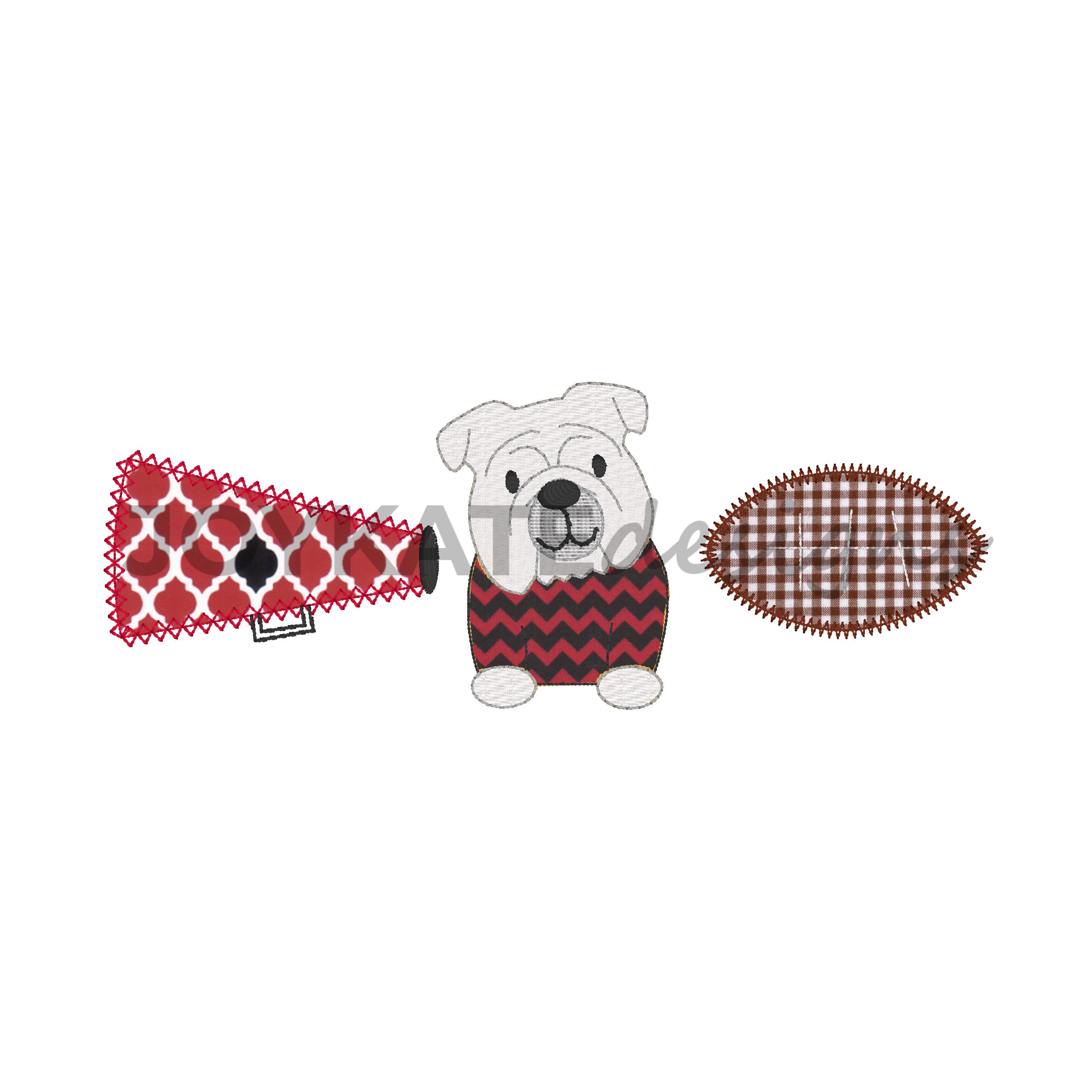 Bulldog Football and Megaphone Applique' Trio Embroidery - Etsy