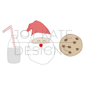 Santa Claus with Cookies and Milk Vintage Embroidery Design