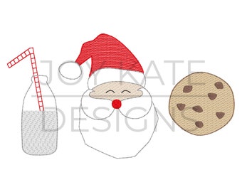 Santa Claus with Cookies and Milk Vintage Embroidery Design